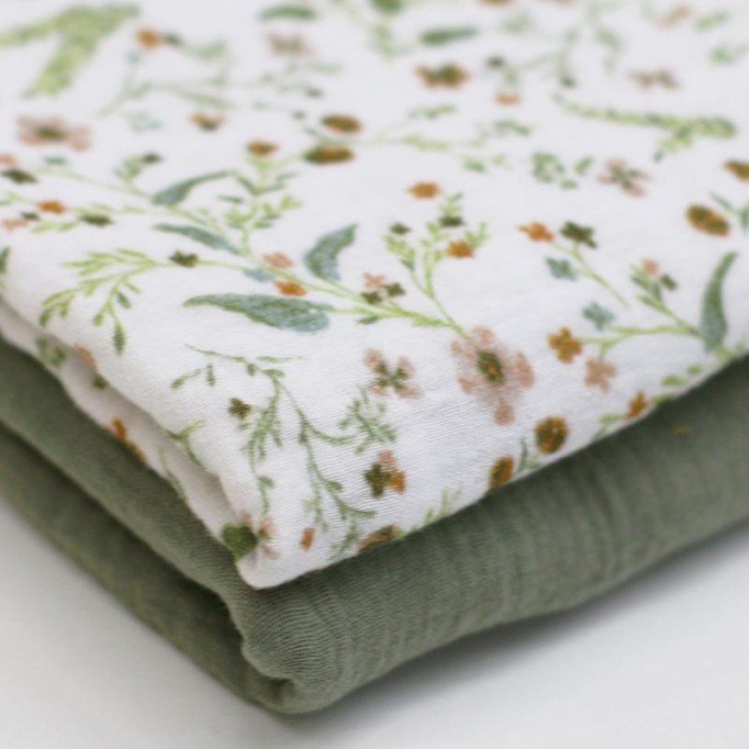 Tissu Double Gaze Impression Numérique - Millefleurs - (Tissu Enfant)