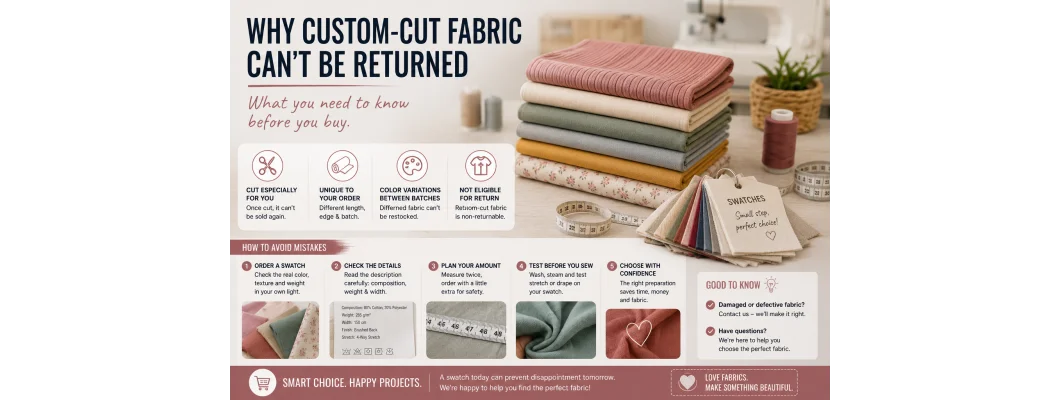 Why Custom Cut Fabric Can't Be Returned (And What You Can Do Instead) Why Custom Cut Fabric Can't Be Returned (And What You Can Do Instead)