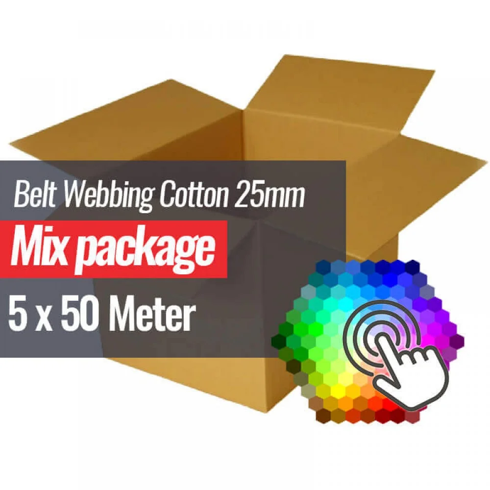 Nastro Cintura Di Cotone 25mm 5 Colori x 50 Metri Pacchetto Bundle Nastro Cintura Di Cotone 25mm 5 Colori x 50 Metri Pacchetto Bundle