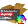 Nastro Cintura Di Cotone 25mm 5 Colori x 50 Metri Pacchetto Bundle