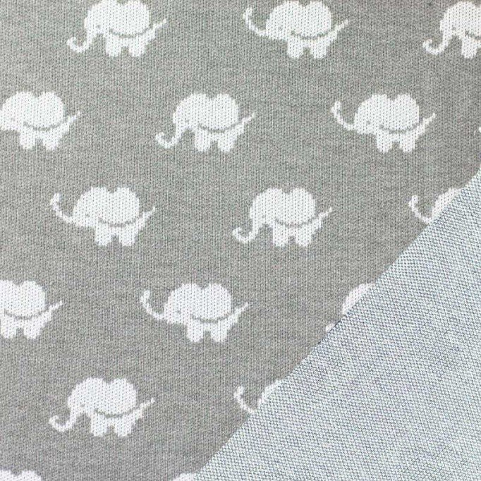 Big Knit Jacquard Stoff - Elefant Hellgrau - (Dekostoffe)
