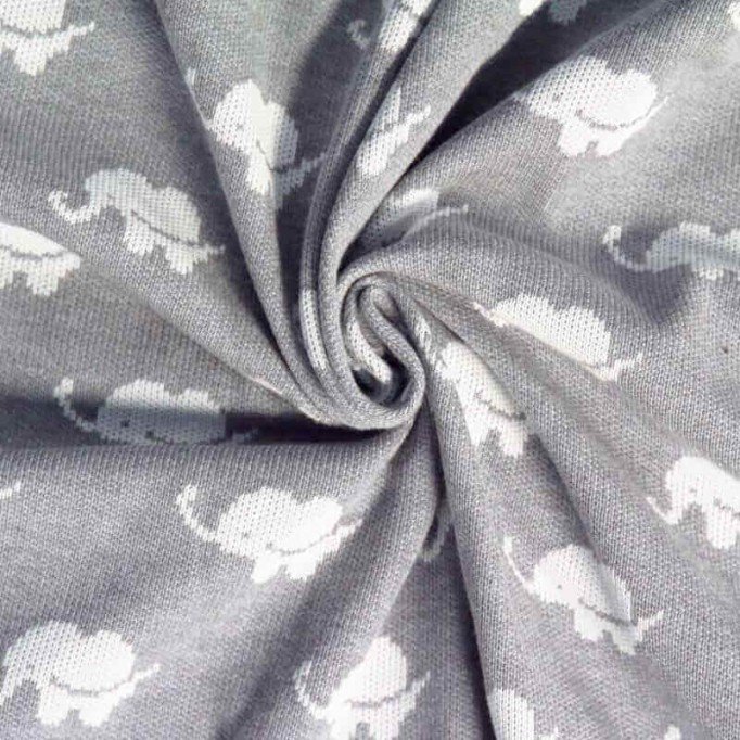 Big Knit Jacquard Stoff - Elefant Hellgrau - (Dekostoffe)