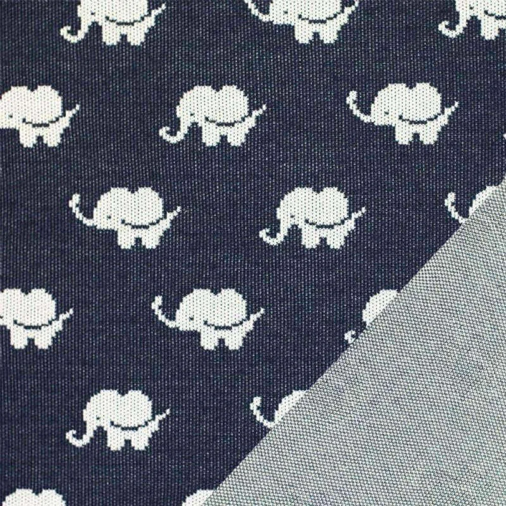 Tessuto A Maglia Jacquard Grande - Elefante Marina Tessuto A Maglia Jacquard Grande - Elefante Marina - (Deco Tessuti)