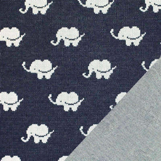Tessuto A Maglia Jacquard Grande - Elefante Marina - (Deco Tessuti)