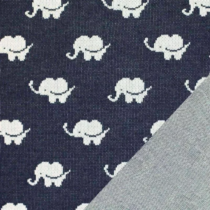 Big Knit Jacquard Stof - Olifant Marine - (Decoratiestoffen)