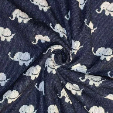 Big Knit Jacquard Stof - Elefant Navy - (Dekorationsstoffer)
