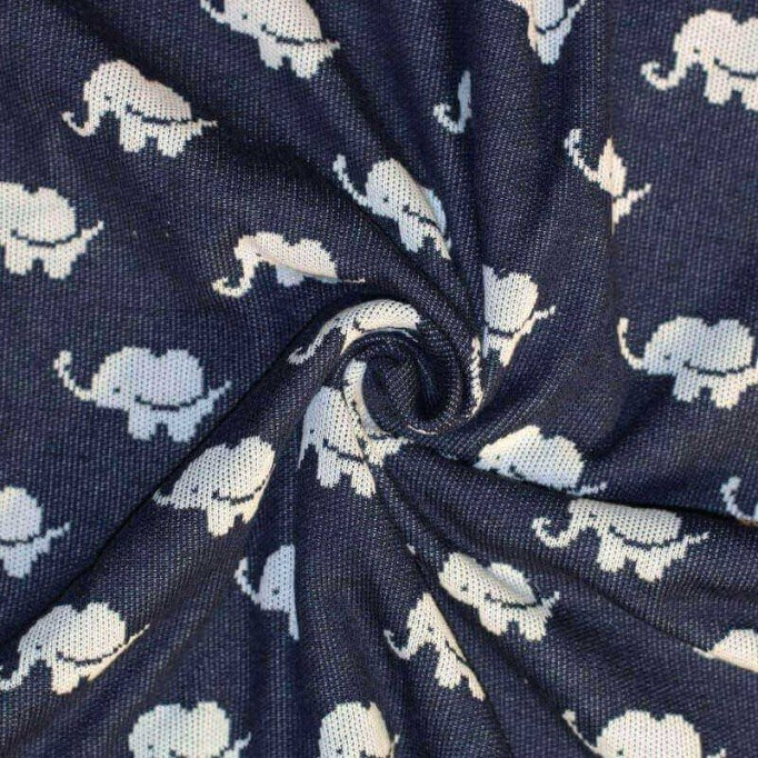 Tessuto A Maglia Jacquard Grande - Elefante Marina - (Deco Tessuti)