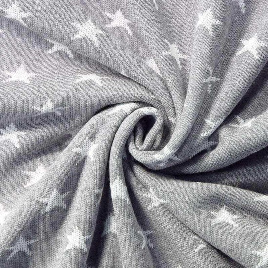 Big Knit Jacquard Fabric - Stars Grey Big Knit Jacquard Fabric - Stars Grey