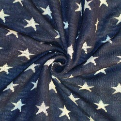 Tessuto A Maglia Jacquard Grande - Stelle Marina