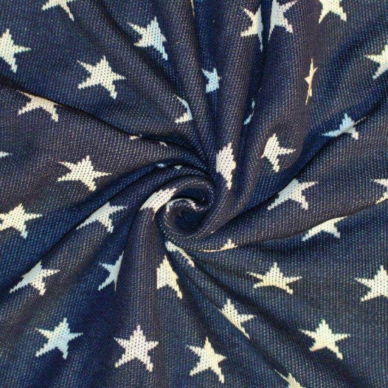 Big Knit Jacquard Fabric - Stars Navy Big Knit Jacquard Fabric - Stars Navy
