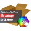 Crochet Lace Trim 15mm 5 Colors x 25 Meter Bundle Package - (Crochet Lace Trim)
