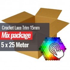 Nastro Pizzo Di Cotone 15mm 5 Colori x 25 Metri Pacchetto Bundle