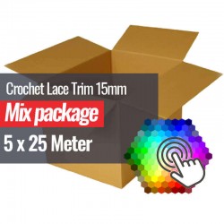 Nastro Pizzo Di Cotone 15mm 5 Colori x 25 Metri Pacchetto Bundle