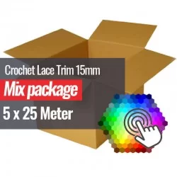 Crochet Lace Trim 15mm 5 Colors x 25 Meter Bundle Package Crochet Lace Trim 15mm 5 Colors x 25 Meter Bundle Package