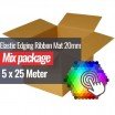 Biaisband Elastisch Mat 20mm 5 Kleuren x 25 Meter Bundel Pakket - (Biaisband Elastisch)