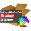 Nastro In Sbieco Elastico Lucido 17mm 5 Colori x 25 Metri Pacchetto Bundle - (Nastro In Sbieco Elastico)
