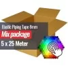 Piping Elastico 8mm 5 Colori x 25 Metri Pacchetto Bundle