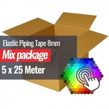 Elastic Piping Tape 8mm 5 Colors x 25 Meter Bundle Package - (Fabric Outlet)