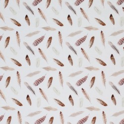 Jersey Cotton Fabric Digital Print - Natural Feathers
