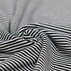 Baumwolljersey Streifen 3mm Schwarz Weiß