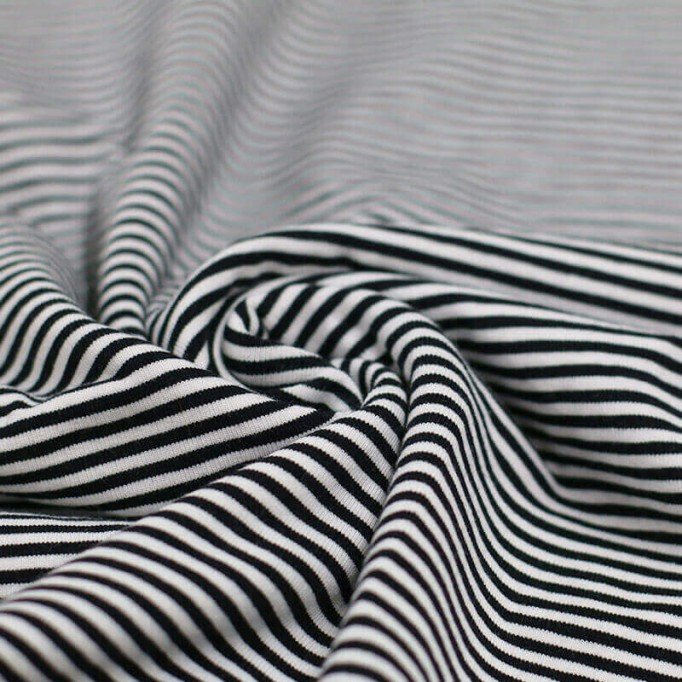 Jersey Cotton Stripes 3mm Black White - (Jersey Cotton Stripes)