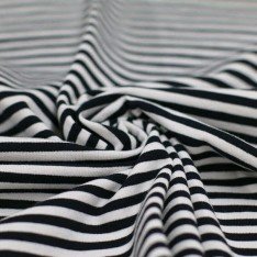 Baumwolljersey Streifen 5mm Schwarz Weiß