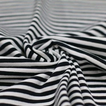 Jersey Cotton Stripes 5mm Black White - (Jersey Cotton Stripes)