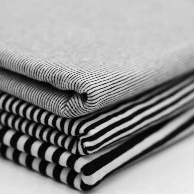 Jersey Stripes 1mm Black 2mm White - (Jersey Cotton Stripes)