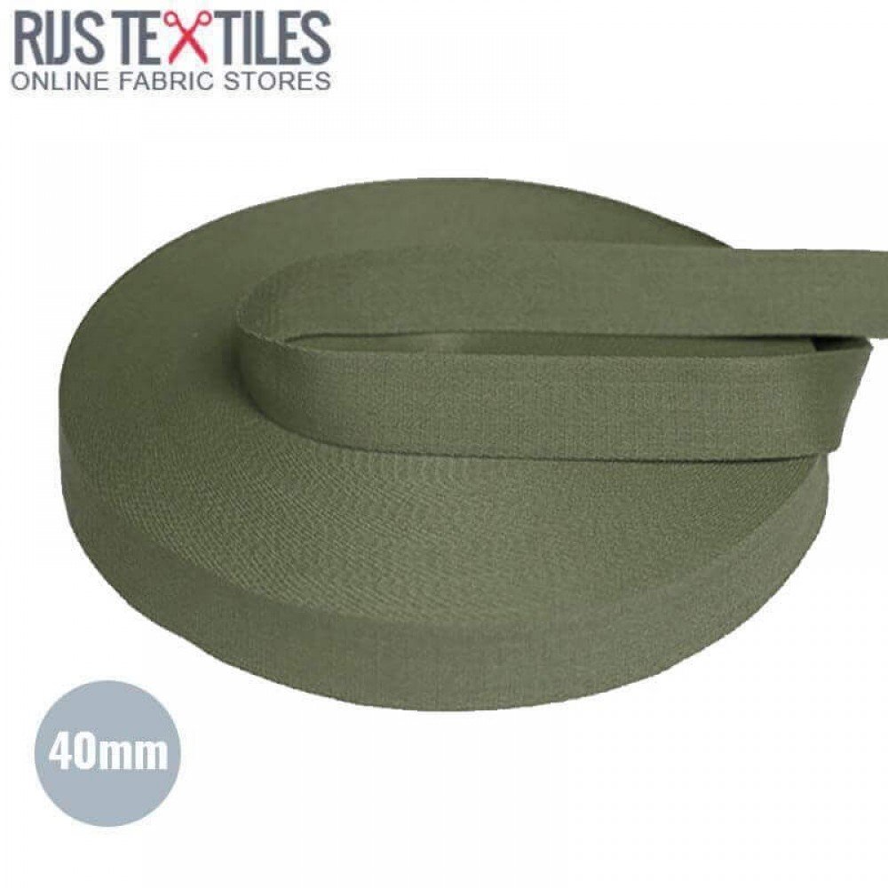 Tassenband Katoen Leger Groen 40mm (Per Meter)