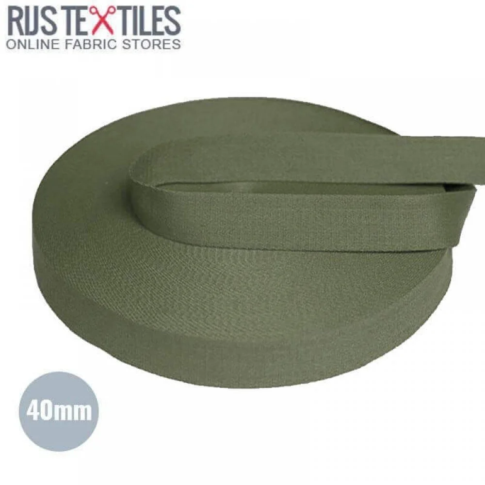 Tassenband Katoen Leger Groen 40mm (Per Meter)