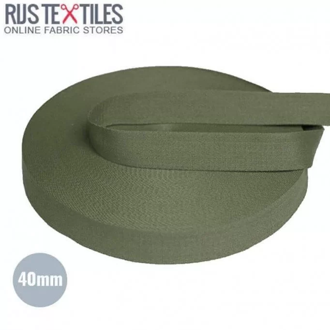 Belt Webbing Cotton Army Green 40mm (Per Meter) - (Belt Webbing)