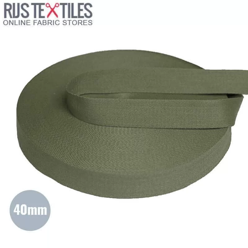 Tassenband Katoen Leger Groen 40mm (Per Meter)