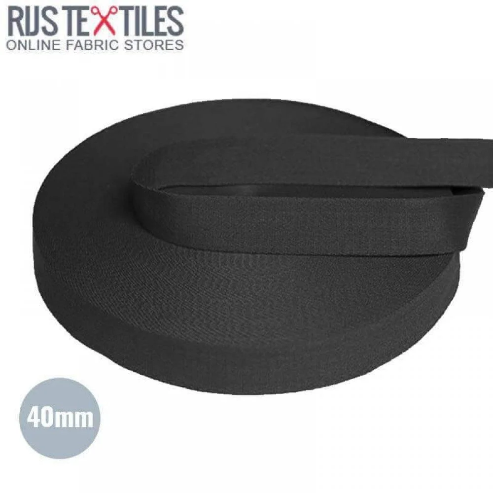 Belt Webbing Cotton Black 40mm (Per Metre)
