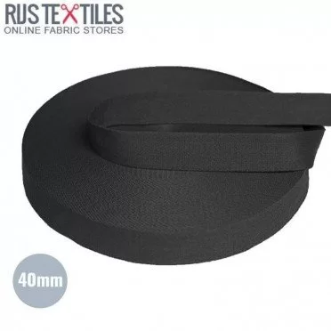 Baumwollband 5 M X 40 Mm Schwarz – 100% Baumwolle, Made In Germany, Für Basteln, Nähen & Deko