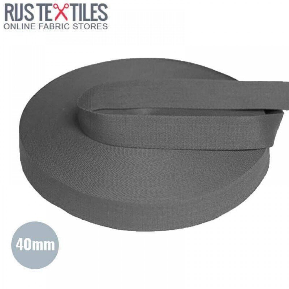 Tassenband Katoen Donker Grijs 40mm (Per Meter)