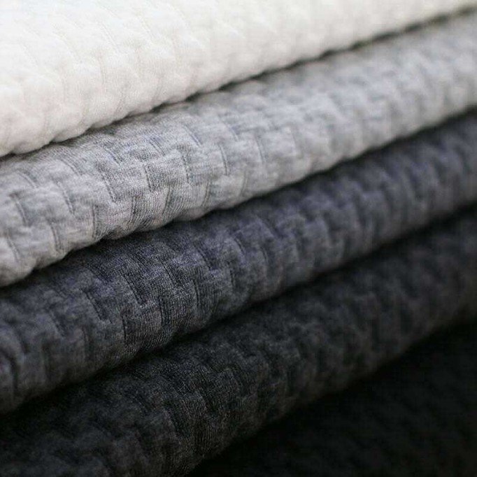 Tissu Jersey Matelassé à Motif Brique Ocre - (Vente De Tissu Au Mètre)