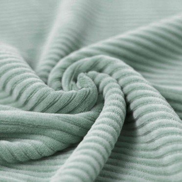 Brede Ribfluweel Jersey Stof Zeegroen - (Ribfluweel Jersey Stof)