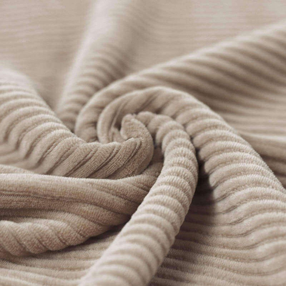 Big Knitted Corduroy Jersey Fabric Dark Beige