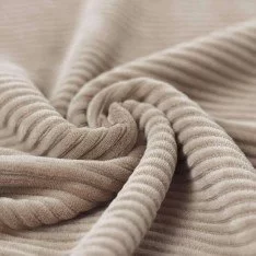Brede Ribfluweel Jersey Stof Donker Beige