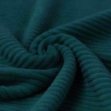 Tissu Jersey Velours à Grosses Cotes Vert Foncé - (Tissu Jersey Velours Côtelé )