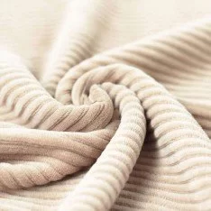 Brede Ribfluweel Jersey Stof Licht Beige