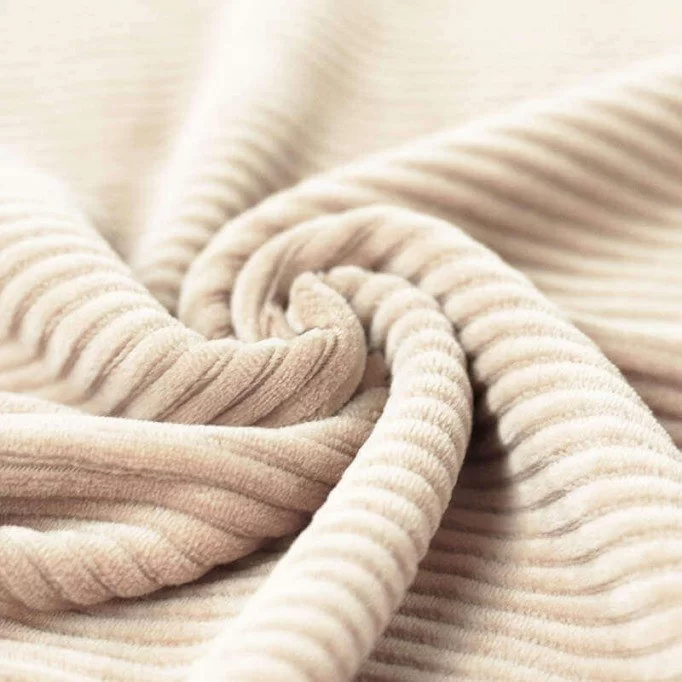 Bredriflet Fløjl Jersey Stof Lys Beige - (Bredriflet Fløjl Jersey Stof)