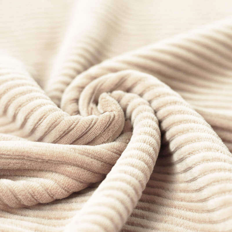Brede Ribfluweel Jersey Stof Licht Beige