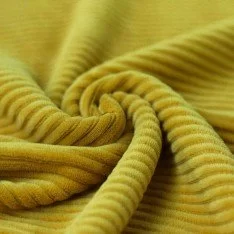 Tessuto Jersey Velluto a Coste Grande Ocra