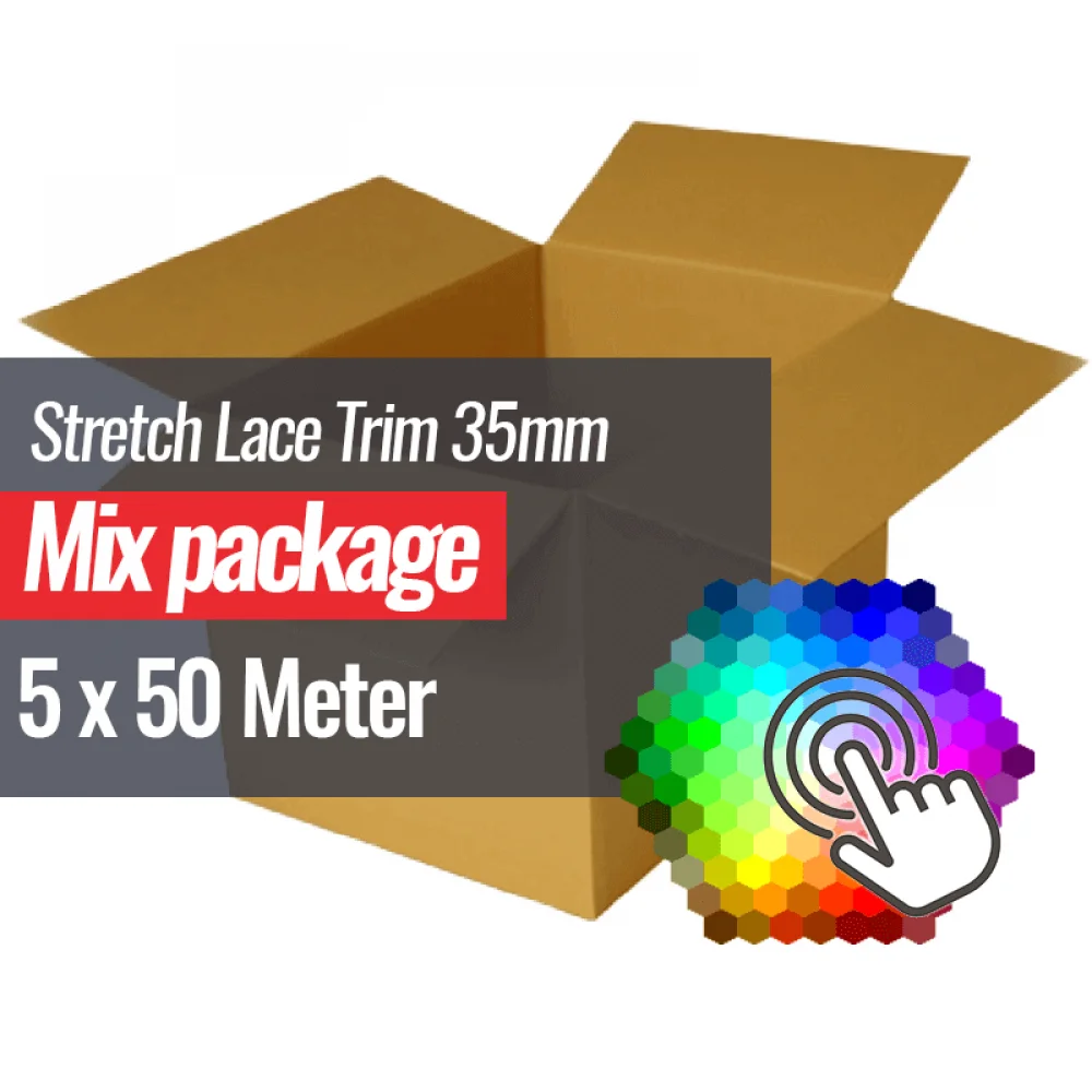 Nastro Pizzo Elastico 35mm 5 Colori x 50 Metri Pacchetto Bundle Nastro Pizzo Elastico 35mm 5 Colori x 50 Metri Pacchetto Bundle