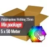Polypropylene Webbing 25mm 5 Colors x 50 Meter Bundle Package