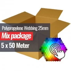 Polypropylen Gurtband 25mm 5 Farben x 50 Meter Bundle Paket Polypropylen Gurtband 25mm 5 Farben x 50 Meter Bundle Paket