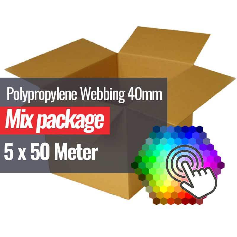Tassenband 40mm 5 Kleuren x 50 Meter Bundel Pakket