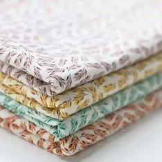 Bomuld Poplin Stof Digital Trykt - Lille Olivengren Brændt Orange