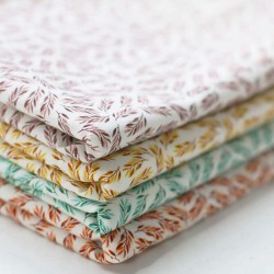 Cotton Poplin Digital Print - Small Olive Branch Ocher
